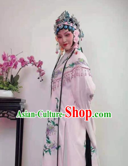 Chinese Huangmei Opera Noble Woman Clothing Ancient Young Lady Costume Beijing Opera Hua Tan Pink Cape
