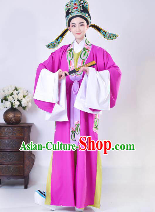 Chinese Shaoxing Opera Young Male Clothing Ancient Scholar Zhao Sheng Costume Beijing Opera Xiaosheng Magenta Cape