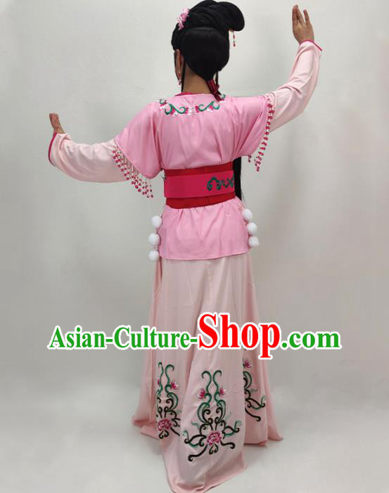 Chinese Beijing Opera Diva Pink Dress Shaoxing Opera Young Lady Clothing Ancient Fairy Costume