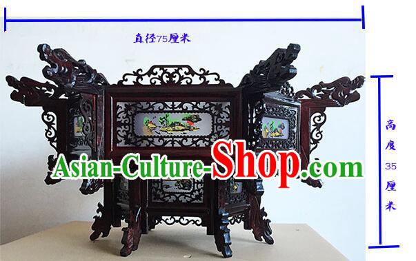 Chinese Landscape Painting Palace Lantern Handmade Rosewood Lantern Traditional Ceiling Lamp