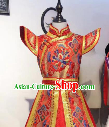 Chinese Mongol Nationality Garment Children Dance Mongolian Dress Folk Dance Costume