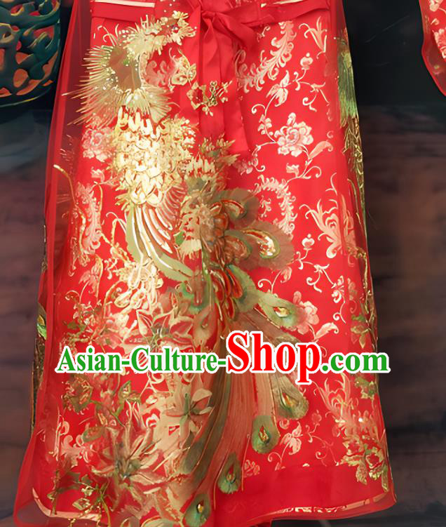 Chinese Wedding Costume Han Dynasty Empress Clothing Ancient Embroidered Red Dress