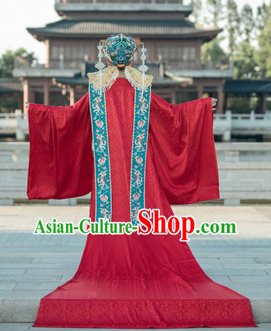 Chinese Ancient Empress Red Dress Traditional Embroidered Wedding Costume Song Dynasty Clothing