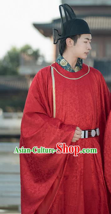 Chinese Song Dynasty Wedding Clothing Ancient Groom Red Robe Traditional Official Costume