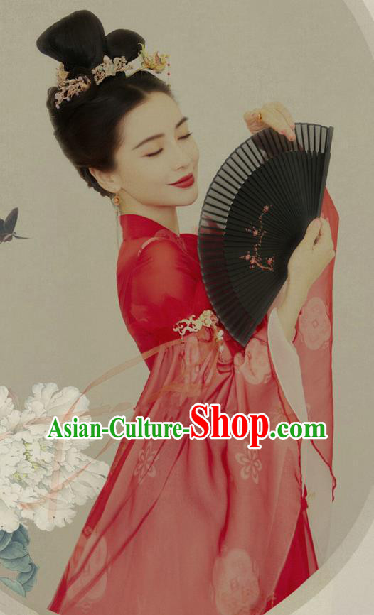 Chinese Classical Dance Costume Tang Dynasty Beauty Clothing Ancient Fairy Maiden Red Dress