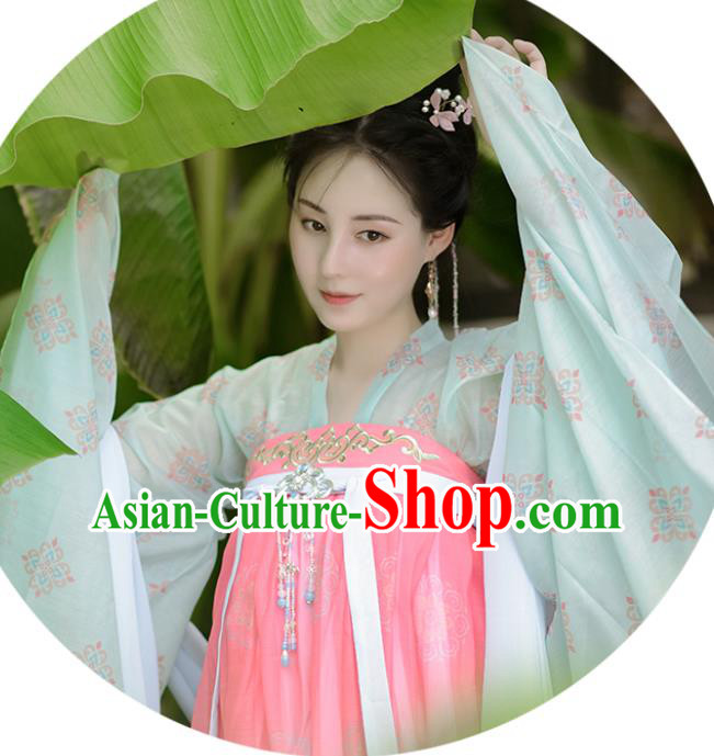 Chinese Ancient Palace Infanta Garment Costumes Tang Dynasty Princess Clothing Traditional Pink Hanfu Dress