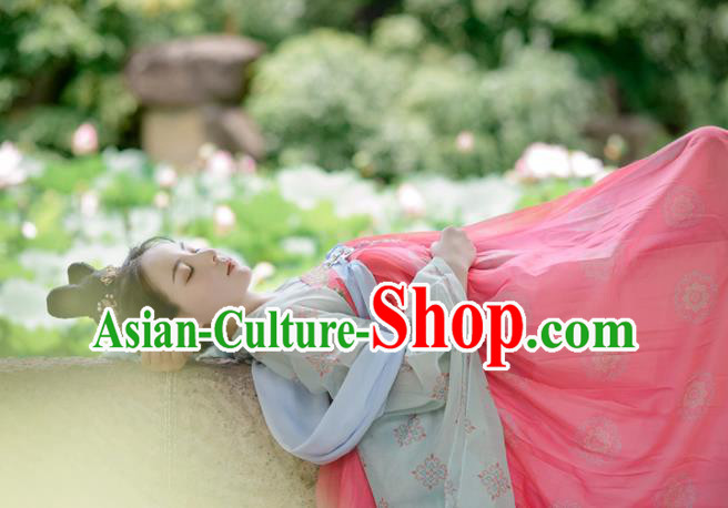 Chinese Ancient Palace Infanta Garment Costumes Tang Dynasty Princess Clothing Traditional Pink Hanfu Dress