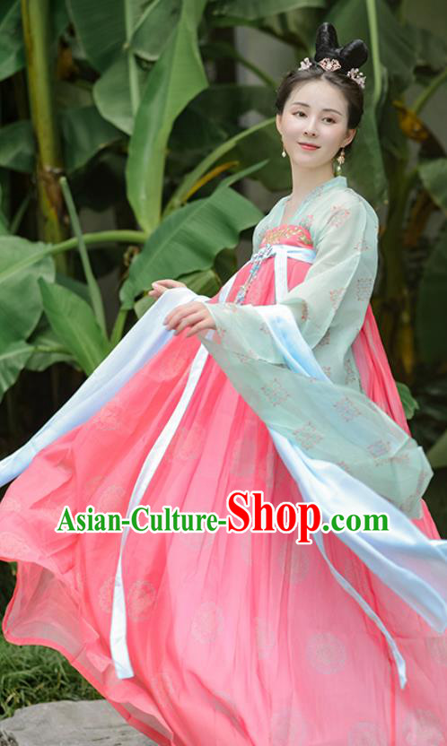 Chinese Ancient Palace Infanta Garment Costumes Tang Dynasty Princess Clothing Traditional Pink Hanfu Dress
