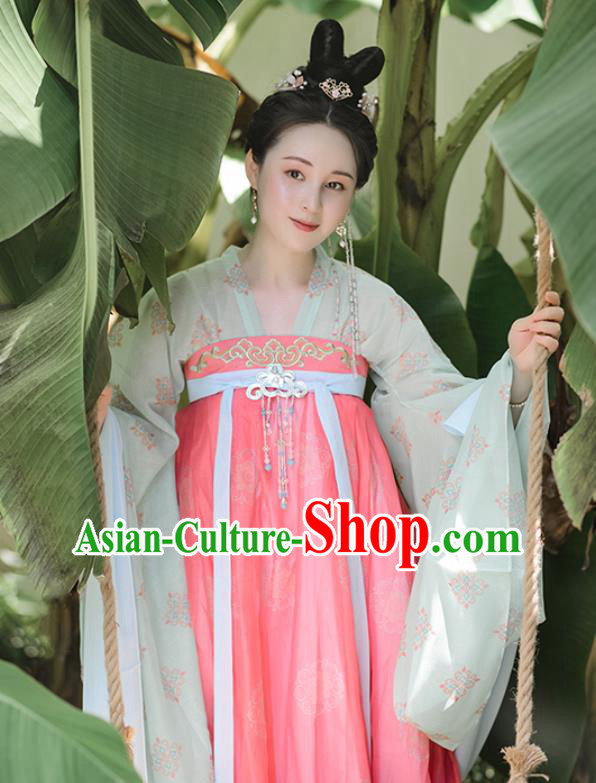 Chinese Ancient Palace Infanta Garment Costumes Tang Dynasty Princess Clothing Traditional Pink Hanfu Dress