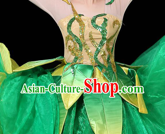 Chinese Spring Festival Gala Opening Dance Dress Modern Dance Clothing Green Leaf Costume