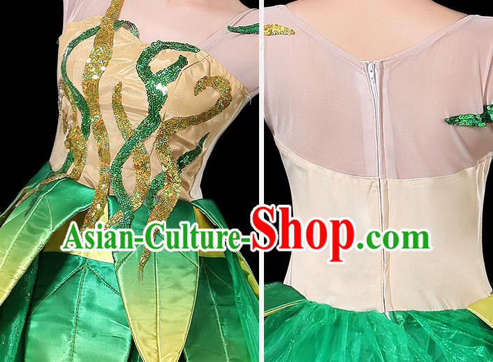 Chinese Spring Festival Gala Opening Dance Dress Modern Dance Clothing Green Leaf Costume