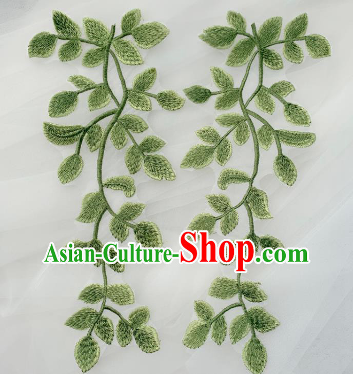 Top Embroidered Green Leaves Patch Garment Tree Branch Accessories