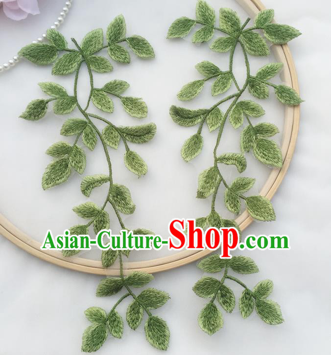 Top Embroidered Green Leaves Patch Garment Tree Branch Accessories