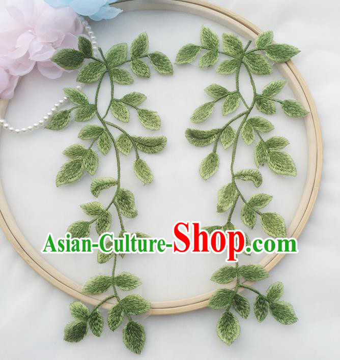 Top Embroidered Green Leaves Patch Garment Tree Branch Accessories