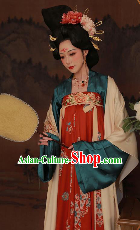 Chinese Ancient Palace Beauty Dresses Tang Dynasty Imperial Concubine Costumes Traditional Garment Clothing