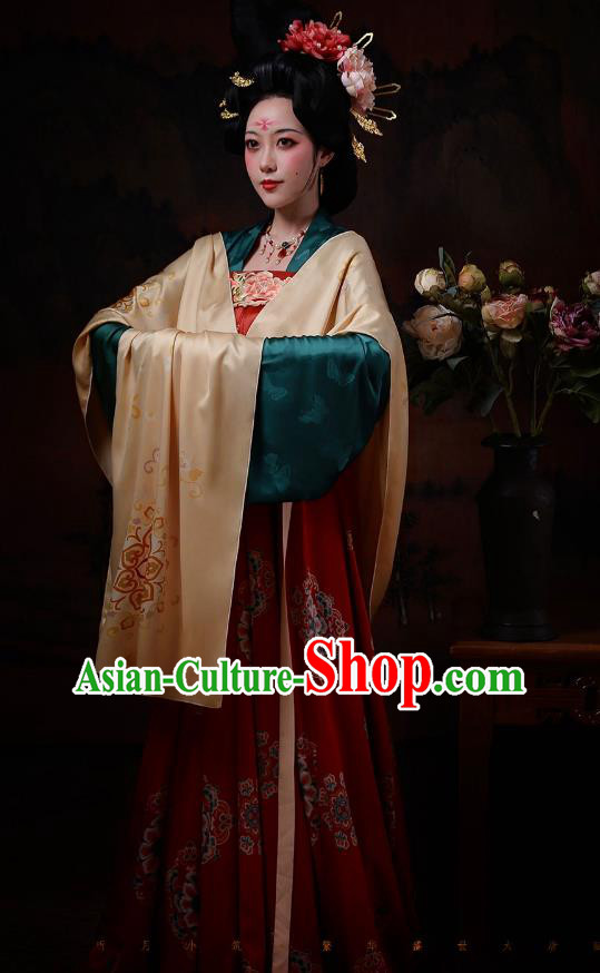 Chinese Ancient Palace Beauty Dresses Tang Dynasty Imperial Concubine Costumes Traditional Garment Clothing