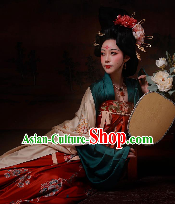 Chinese Ancient Palace Beauty Dresses Tang Dynasty Imperial Concubine Costumes Traditional Garment Clothing