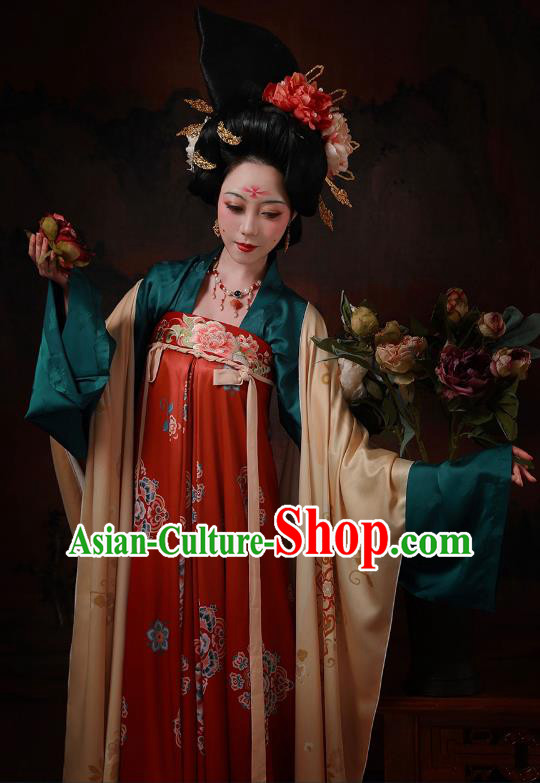Chinese Ancient Palace Beauty Dresses Tang Dynasty Imperial Concubine Costumes Traditional Garment Clothing