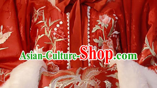 Chinese Traditional Winter Garment Clothing Ancient Rich Lady Dresses Ming Dynasty Costumes