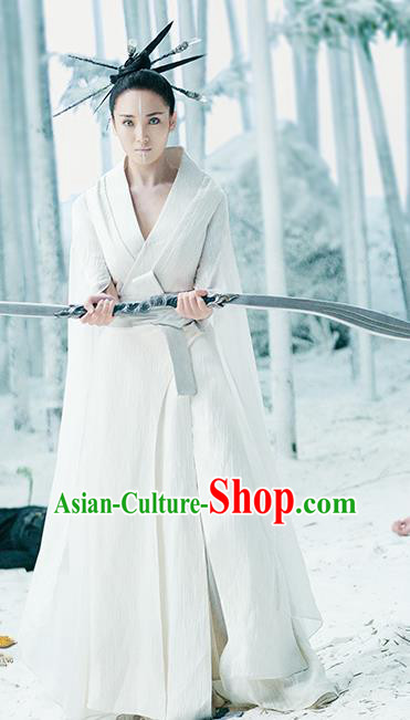 Chinese Ancient Snow Lady White Dress Fantasy Film The Yinyang Master Yokime Replica Costume