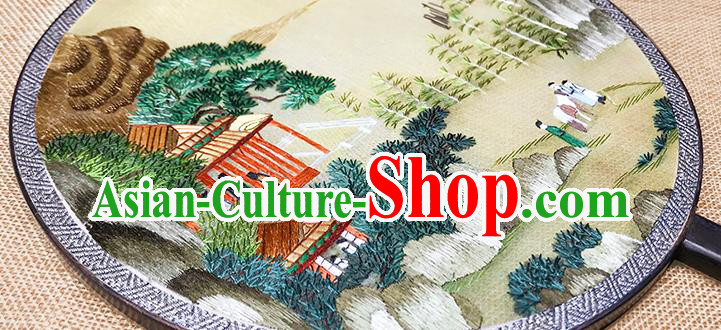 Chinese Handmade Palace Fan Traditional Embroidery Fan Silk Fan Circular Fan