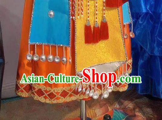 Chinese Zang Nationality Festival Red Dress Folk Dance Costume Traditional Zang Ethnic Clothing
