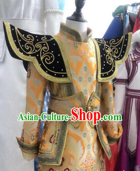 Chinese Traditional Ethnic Children Costume Mongol Nationality Folk Dance Dress Mongolian Festival Garment