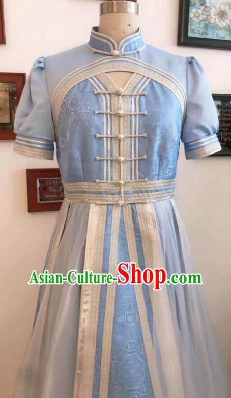 Chinese Ethnic Wedding Dress Mongol Nationality Woman Garment Costume Mongolian Festival Clothing