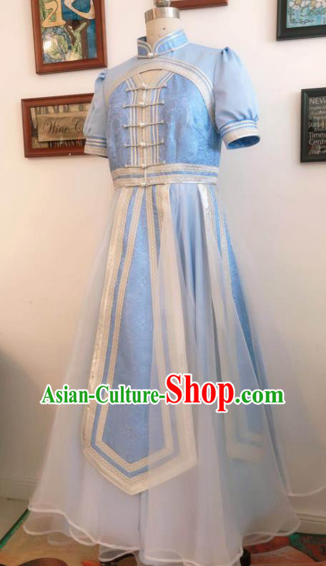 Chinese Ethnic Wedding Dress Mongol Nationality Woman Garment Costume Mongolian Festival Clothing