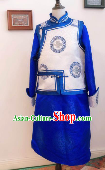 Chinese Mongolian Festival Clothing Ethnic Folk Dance Apparel Mongol Nationality Children Garment Costume
