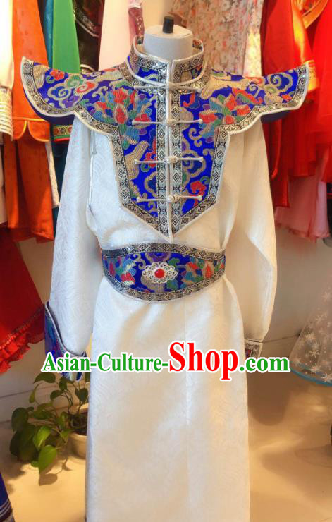 Chinese Ethnic Boy Robe Mongol Nationality Folk Dance Garment Costume Mongolian Festival Clothing