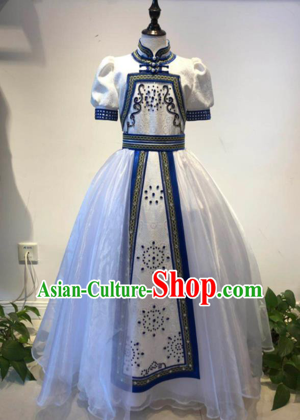 Chinese Mongol Nationality Garment Costume Mongolian Folk Dance Clothing Ethnic Festival Girl Dress