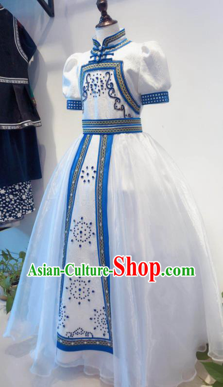 Chinese Mongol Nationality Garment Costume Mongolian Folk Dance Clothing Ethnic Festival Girl Dress