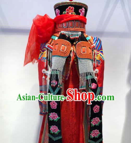 Chinese Mongol Nationality Bride Headdress Mongolian Festival Performance Headpieces Ethnic Woman Hat