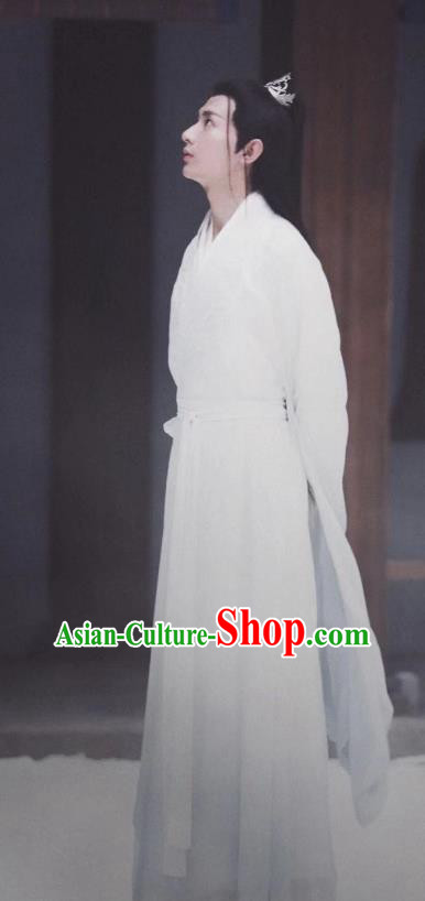 Chinese Ancient Young Knight Clothing Wuxia Swordsman White Garment TV Series Love and Redemption Replica Costumes