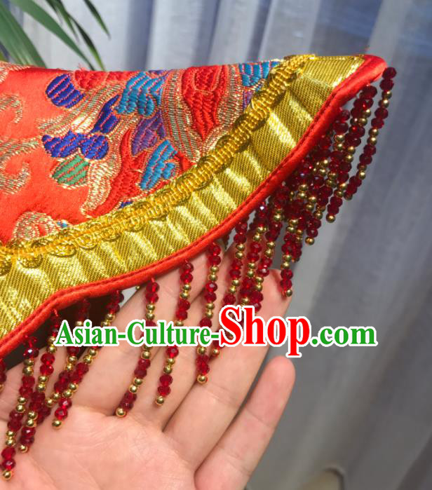 Chinese Mongolian Girl Dance Red Dress Ethnic Children Clothing Mongol Nationality Performance Costume