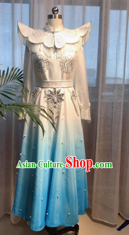 Chinese Mongolian Folk Dance Dress Ethnic Festival Performance Clothing Mongol Nationality Compere Costume