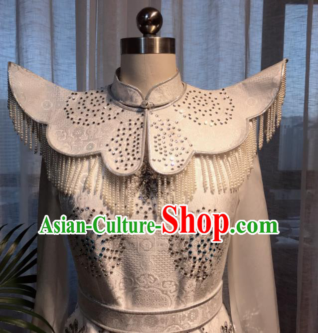 Chinese Mongolian Folk Dance Dress Ethnic Festival Performance Clothing Mongol Nationality Compere Costume