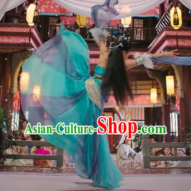Chinese Romance Movie Mermaid Bound Bai Qiulian Garment Costume Ancient Fairy Beauty Green Dress