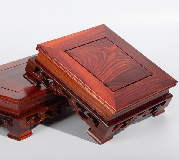 Chinese Handmade Traditional Craft Top Red Rosewood Vase Pedestal Hand Carved Square Wooden Stand