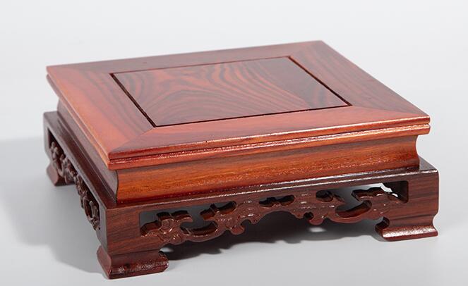 Chinese Handmade Traditional Craft Top Red Rosewood Vase Pedestal Hand Carved Square Wooden Stand
