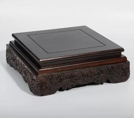 Chinese Handmade Ebony Vase Pedestal Traditional Craft Top Hand Carved Square Wooden Stand