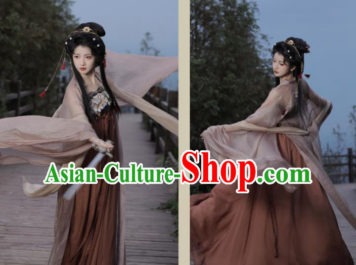 Chinese Tang Dynasty Princess Garment Costumes Traditional Hanfu Dress Ancient Court Beauty Clothing
