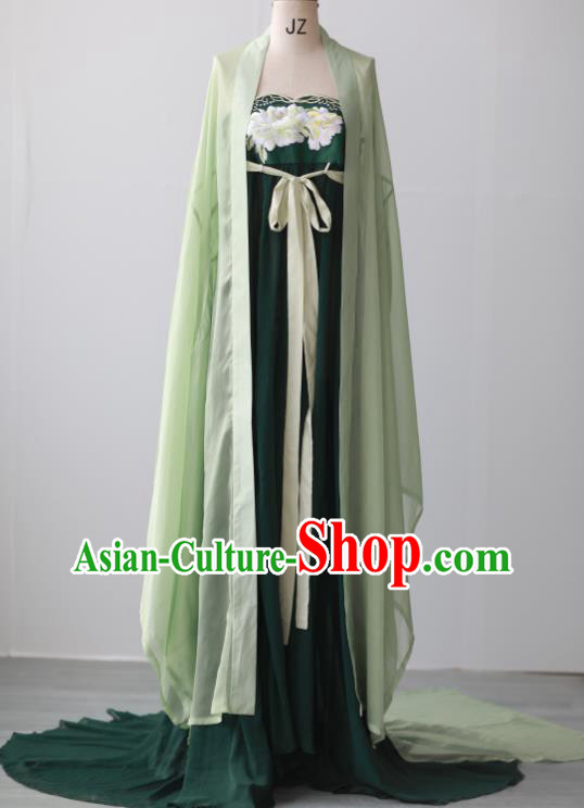 Chinese Ancient Court Beauty Clothing Tang Dynasty Princess Garment Costumes Traditional Green Hanfu Dress