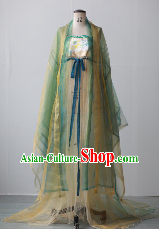 Chinese Ancient Palace Beauty Clothing Tang Dynasty Princess Garment Costumes Traditional Green Hanfu Dresses