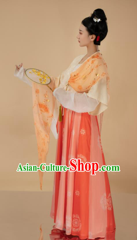 Chinese Tang Dynasty Royal Princess Garment Costumes Traditional Hanfu Dresses Ancient Court Beauty Clothing