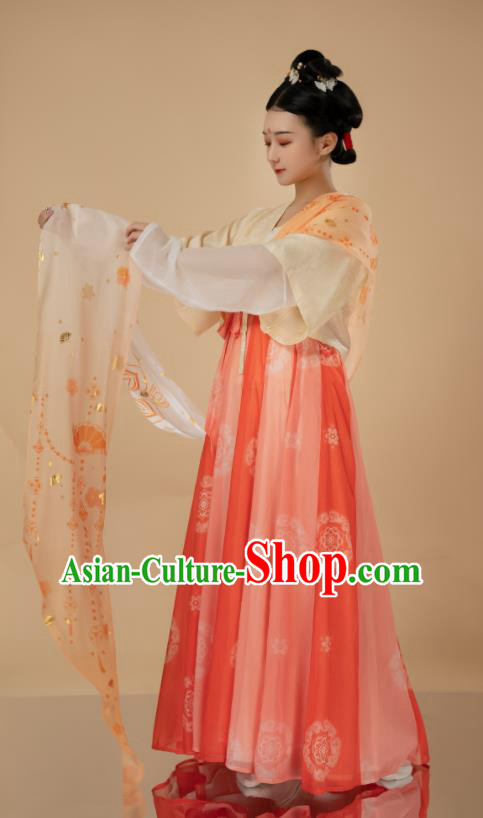 Chinese Tang Dynasty Royal Princess Garment Costumes Traditional Hanfu Dresses Ancient Court Beauty Clothing