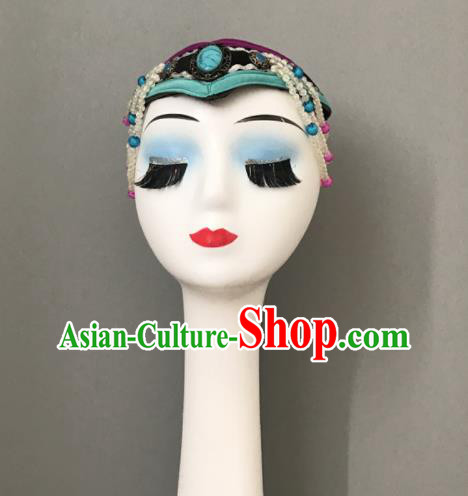 Chinese Mongol Nationality Woman Headdress Ethnic Stage Performance Braids Headpieces Mongolian Minority Bowl Dance Hair Jewelries