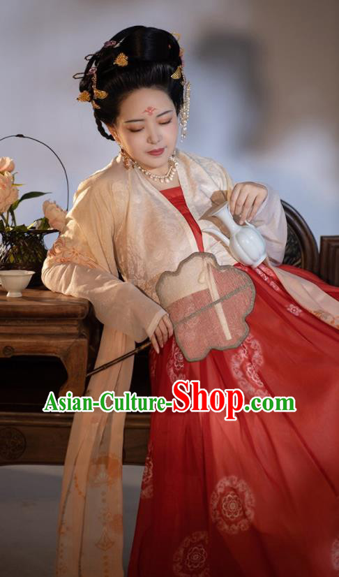 Chinese Traditional Hanfu Dresses Tang Dynasty Court Woman Costumes Ancient Goddess Clothing