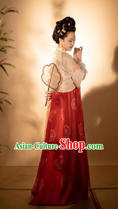 Chinese Traditional Hanfu Dresses Tang Dynasty Court Woman Costumes Ancient Goddess Clothing